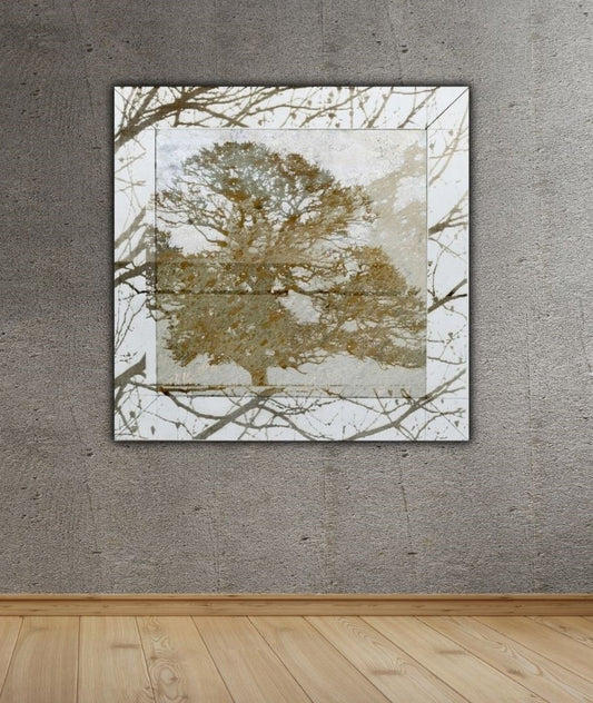 Realm of Reflection portrait canvas  leather wall art