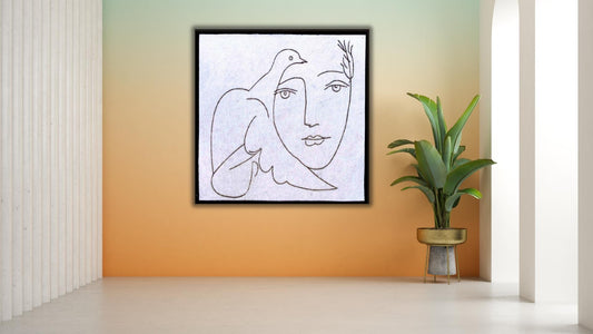 Girl and the Dove abstract leather wall prints