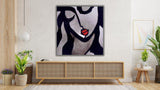 Pink lips abstract leather wall decor