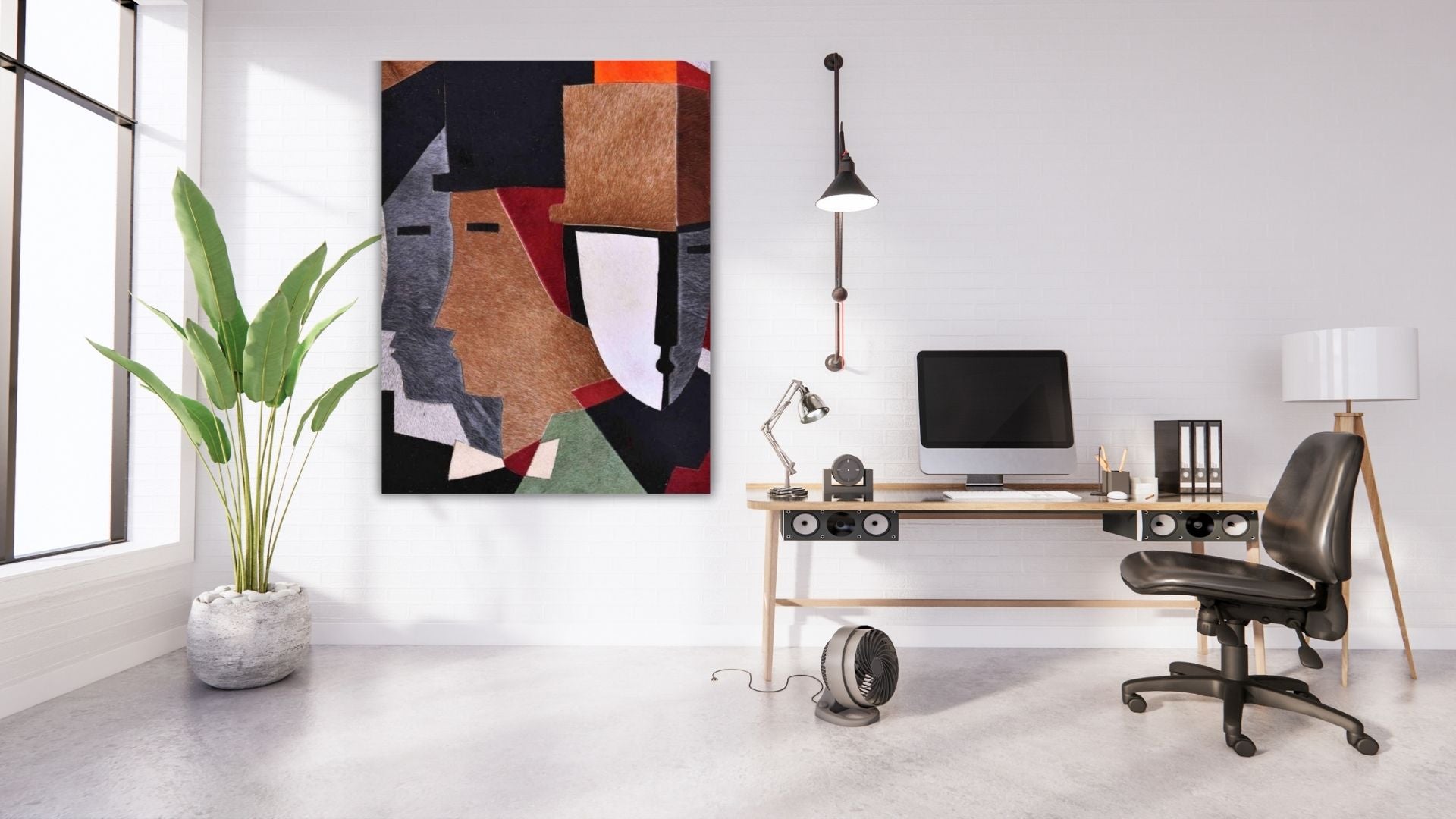 Three Men luxury leather framed wall art