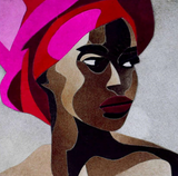 Lady In Pink leather wall art