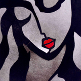 Pink lips colorful abstract leather art